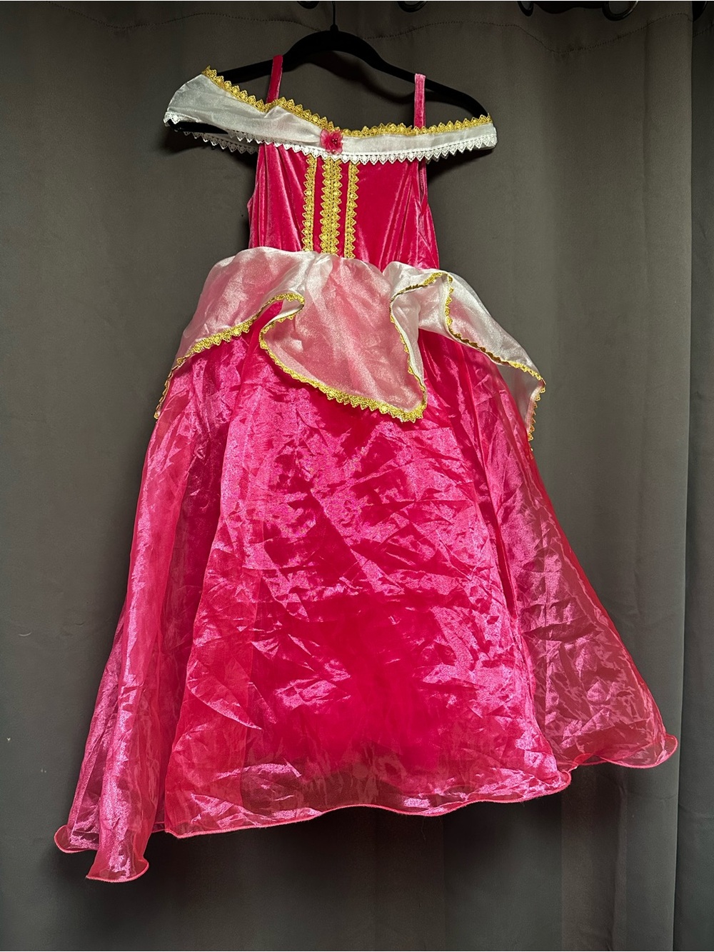 Girls' Pink Princess Costume Dress with Gold Trim